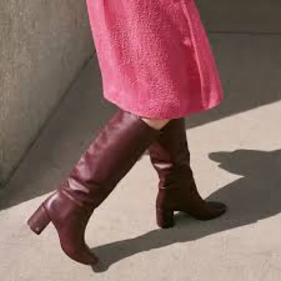 Tory Burch Red Over the Knee Boots with Block Heel - Picture 2 of 8